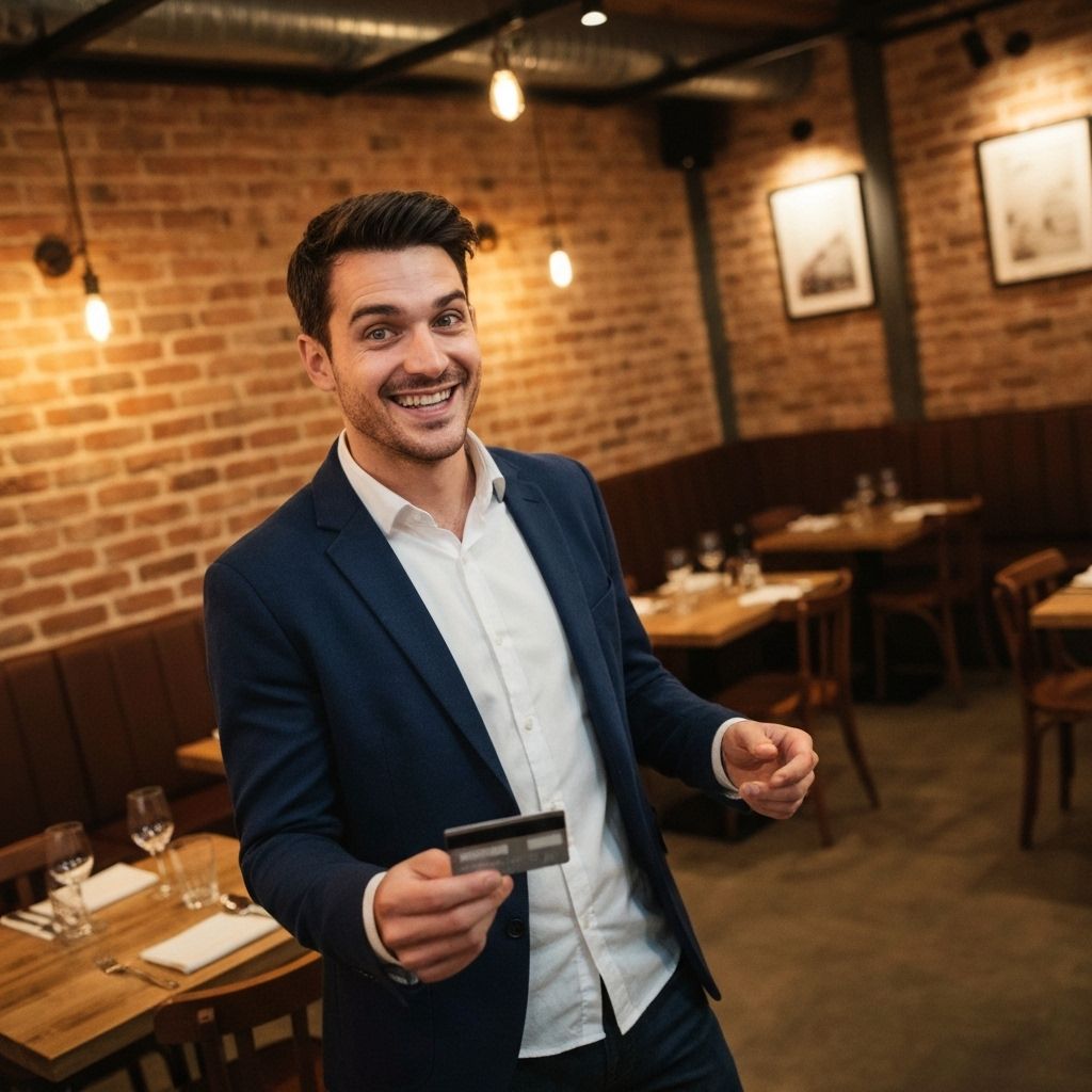 Homme au restaurant payant avec sa carte
